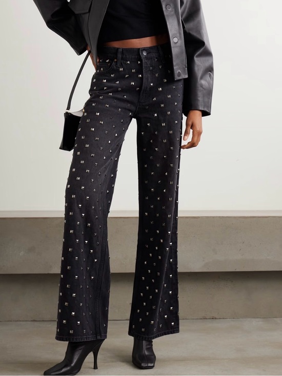 MOTHER Denim - MOTHER Studded Black Wide-Leg Jeans